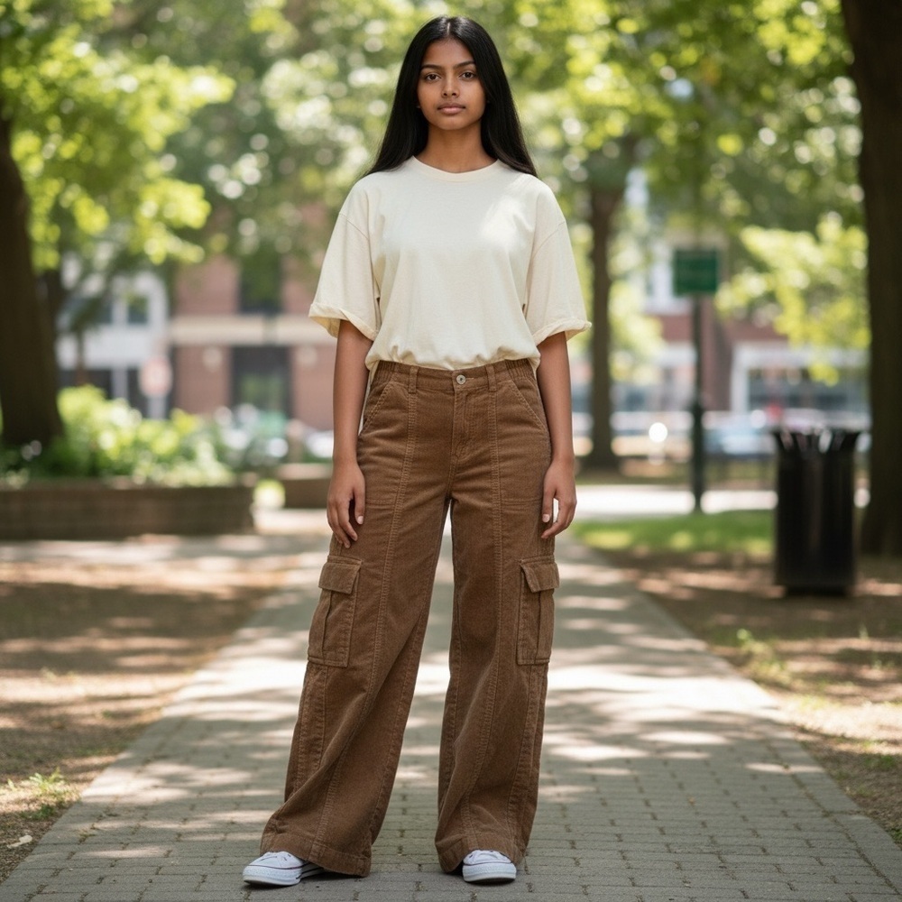 Juniors Brown Corduroy Cargo Pants Size 5/27